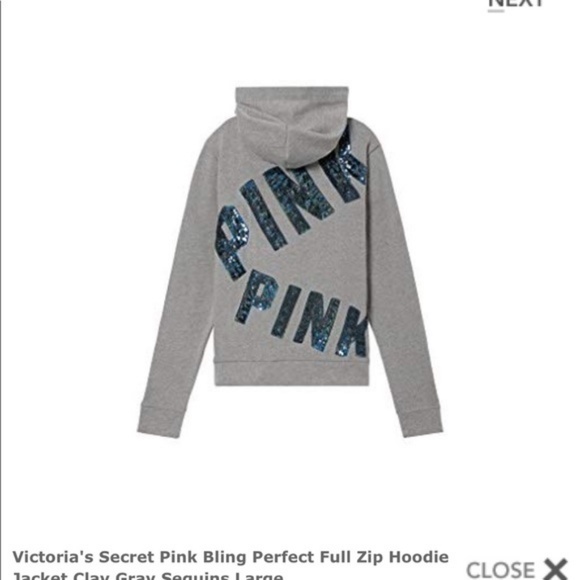 PINK Victoria's Secret Tops - Victoria's Secret PINK Gray Bling Full Zip Hoodie